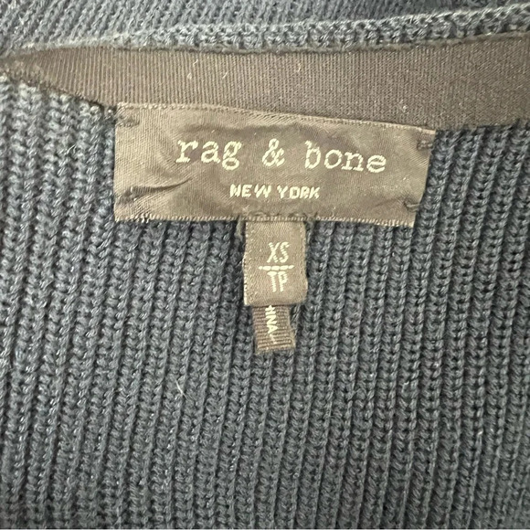 Rag & Bone Michelle Sweater Navy Blue V-Neck Midi Dress Tie Waist B22 - Picture 14 of 14